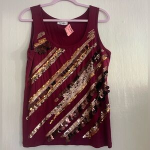 Calvin Klein Burgundy Sequin Tank Top